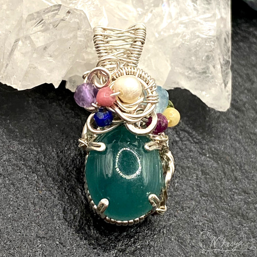 Silver999】グランディディエライトのペンダントトップ【ワイヤー 