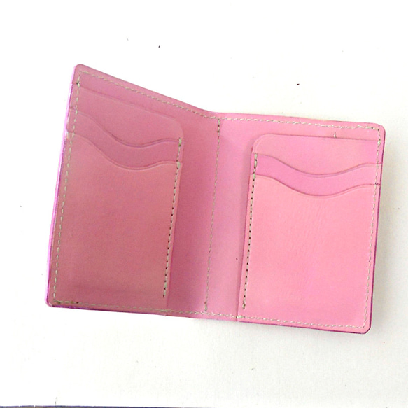 桜ピンク×グレーベージュ　スリム二つ折り財布　【受注制作】 2枚目の画像