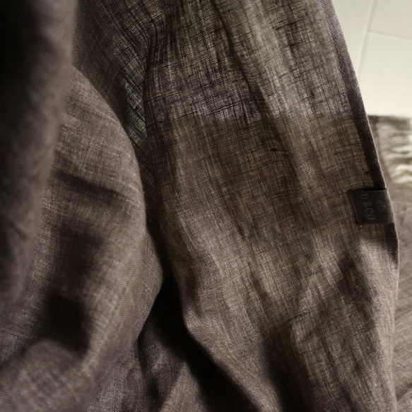 高品質義大利亞麻披肩 棕色 148 厘米 第5張的照片