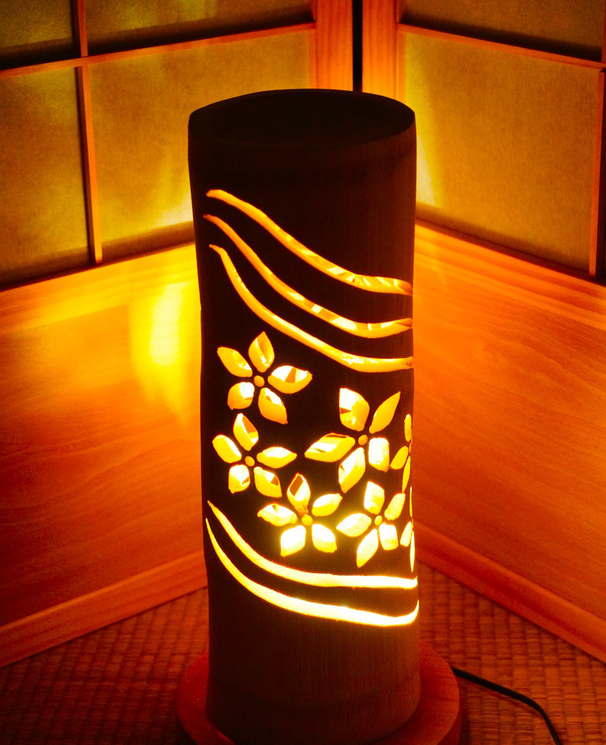 ◆両面彫◆竹あかり・竹灯り・竹灯籠・竹灯篭・竹ランプ ～～ ★流華★～～
