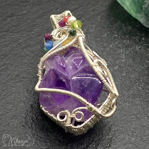 天然石　アメジスト　真鍮ペンダントトップ アメジストのペンダントトップ(60203PL-I119002)｜天然石