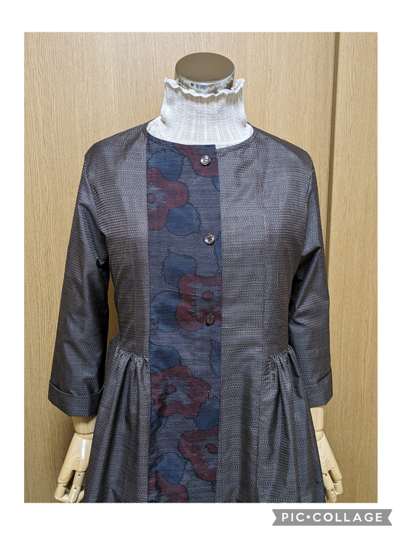 SOLD　着物リメイク　ワンピース　大島紬　M〜L 