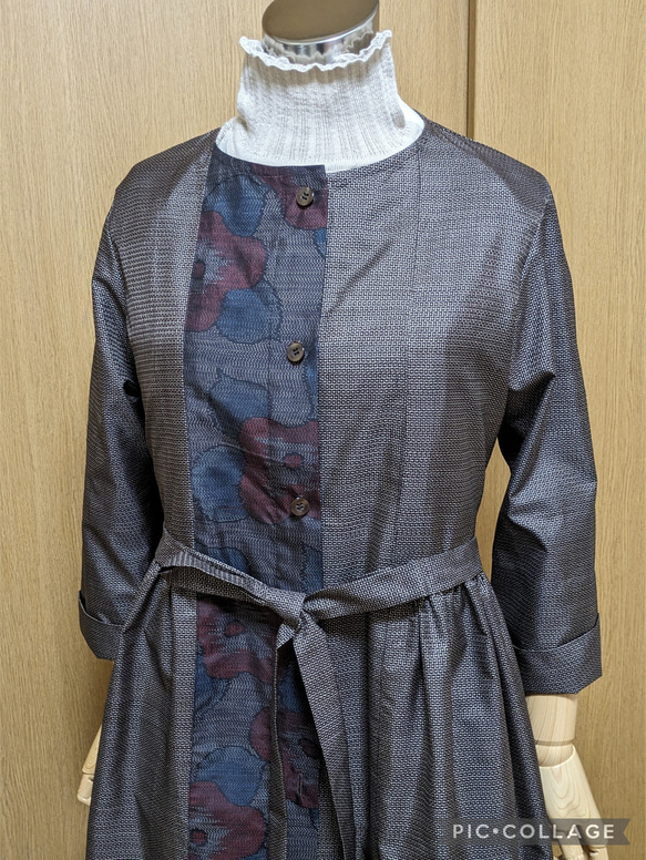 SOLD　着物リメイク　ワンピース　大島紬　M〜L 