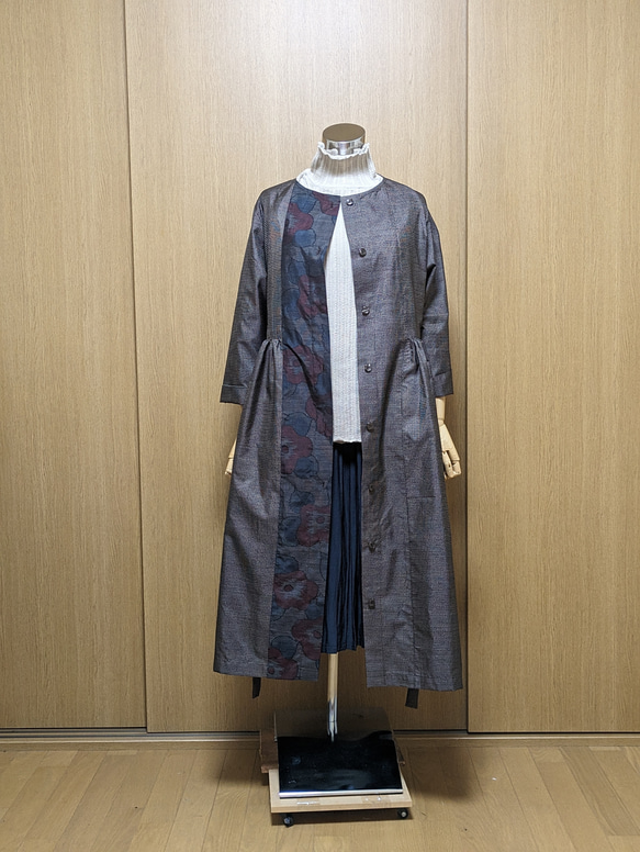 SOLD　着物リメイク　ワンピース　大島紬　M〜L 