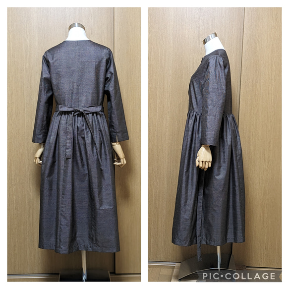 SOLD　着物リメイク　ワンピース　大島紬　M〜L 