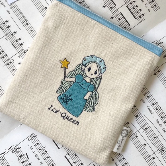 刺繍ポーチ✳︎オリジナルキャラクター✳︎シンプルポーチ✳︎プリンセス✳︎ぺたんこポーチ✳︎プレゼント 10枚目の画像