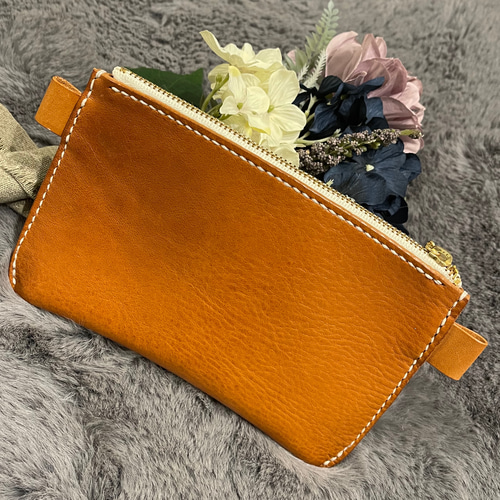 イタリアンレザー小銭入れケース 小物入れ ヌメ革本革 ハンドメイド手縫い セール中❗️ 革ポーチ ポーチ 革小物 スマートキーケース キーケース