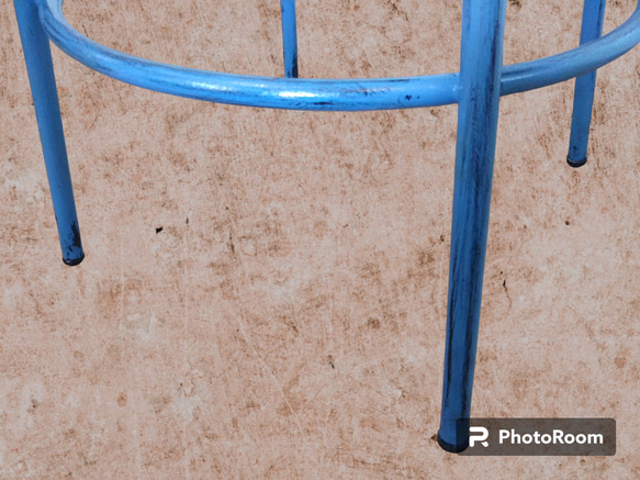 ハイスツール　椅子　チェア　花台　アイアン脚　シャビー　ブルーグレー　インダストリアルインテリア　男前インテリア 4枚目の画像