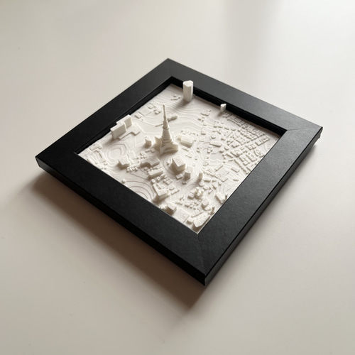 東京』オブジェ 立体物アート インテリア 立体地図 モノクロ 立体