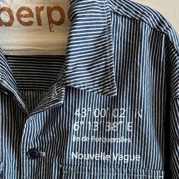 ヒッコリーハーフスリーブシャツジャケット/BLUE×WHITE 4枚目の画像
