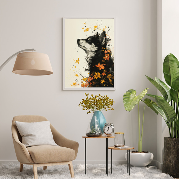【犬花爛漫 - 柴犬 No.3】モダンアートポスター 犬の絵 犬の絵画 犬のイラスト 7枚目の画像