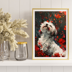 【犬花爛漫 - シーズー犬 No.2】モダンアートポスター 犬の絵 犬の絵画 犬のイラスト 8枚目の画像