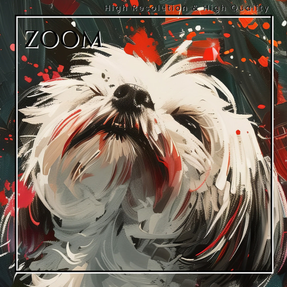 【犬花爛漫 - シーズー犬 No.2】モダンアートポスター 犬の絵 犬の絵画 犬のイラスト 3枚目の画像