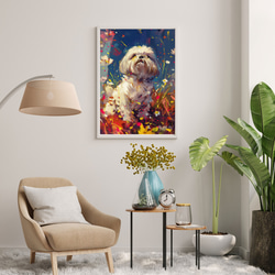 【犬花爛漫 - シーズー犬 No.3】モダンアートポスター 犬の絵 犬の絵画 犬のイラスト 7枚目の画像