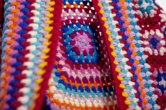 フローラル インディアン フリンジ ショール/ボヘミアン ケープ ショール/ニット ケープ/かぎ針編みジャケット - レインボー 8枚目の画像