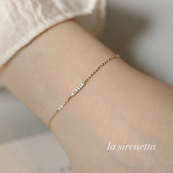 受注製作 ブレスレット ＊ zirconia bar line bracelet 1枚目の画像