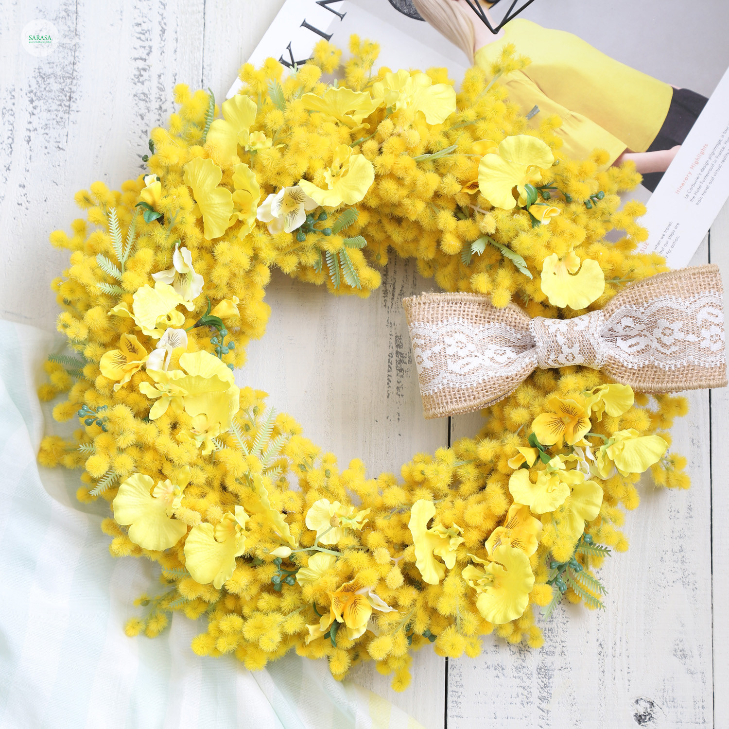 三日月リース　小花いっぱい 三日月リース小花いっぱい