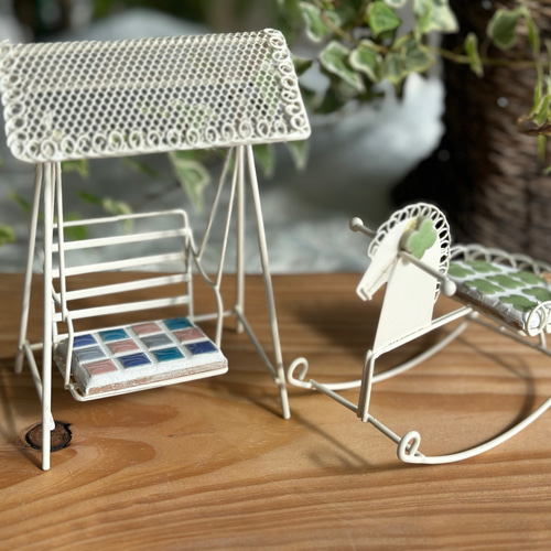 インテリア雑貨 ブランコ 木馬モチーフ（2点セット） その他置物