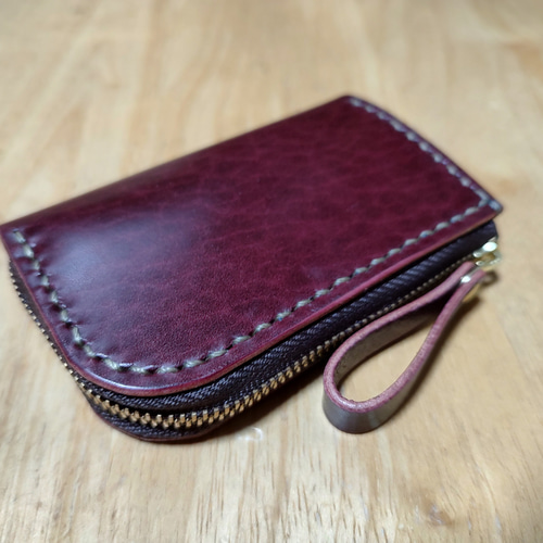 山吹の里】ルガトショルダー ワイン L字ファスナーウォレット 山吹の里