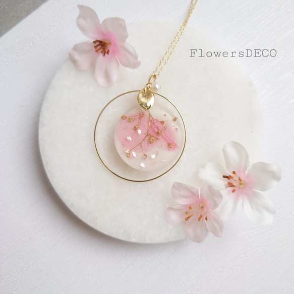 Flower planet 桜＆かすみ・淡水パール【イヤリング/ピアス・ネックレス】creema限定・母の日予約販売 5枚目の画像