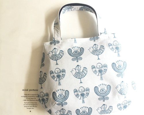 再販です⚮̈ ぷっくりタックバッグ⚮̈ minä perhonen⚮̈ flower, bird