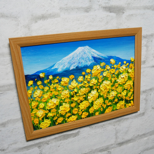 油絵 油彩 油彩画 絵 絵画 【富士山と菜の花】 絵画 HR 通販