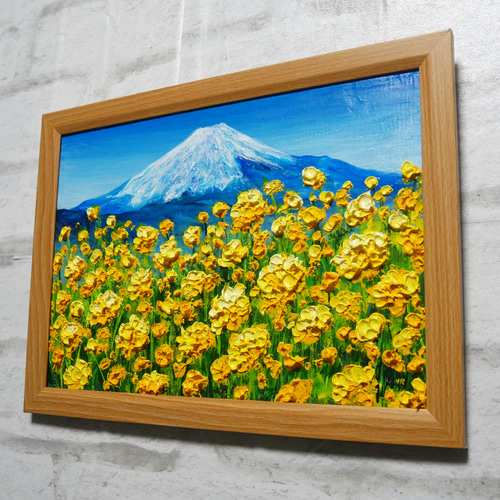 油絵 油彩 油彩画 絵 絵画 【富士山と菜の花】 絵画 HR 通販