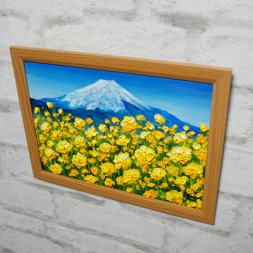 油絵 油彩 油彩画 絵 絵画 【富士山と菜の花】 絵画 HR 通販