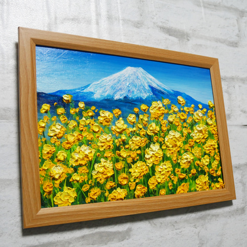 油絵 油彩 油彩画 絵 絵画 【富士山と菜の花】 絵画 HR 通販