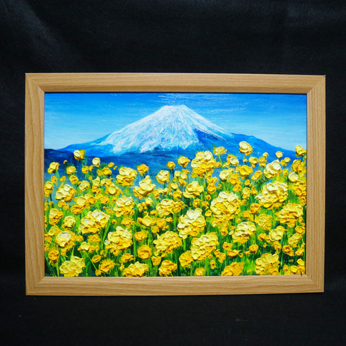 油絵 油彩 油彩画 絵 絵画 【富士山と菜の花】 絵画 HR 通販