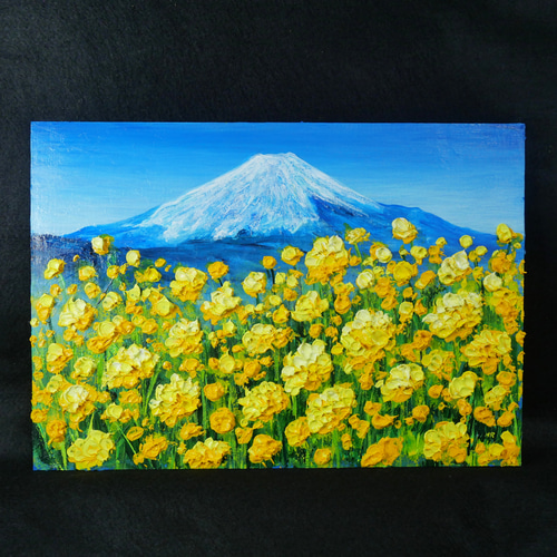 油絵 油彩 油彩画 絵 絵画 【富士山と菜の花】 油絵 油彩 油彩画 絵 絵画 【富士山と菜の花】 絵画 HR 通販