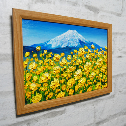 油絵 油彩 油彩画 絵 絵画【マリーゴールドと富士山】 油絵 油彩 油彩画 絵 絵画 【富士山と菜の花】 絵画 HR 通販