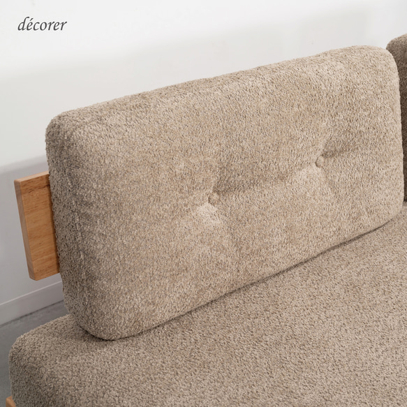 天然木とアイアンフレームソファ[2人掛け : 2色] ファブリック / スチール / 無垢 / 布 / 2P / 木製 スチール 2P ベージュ ファブリック 木製 の場合 お問い合わせください sofa ナチュラル カーキー シンプル