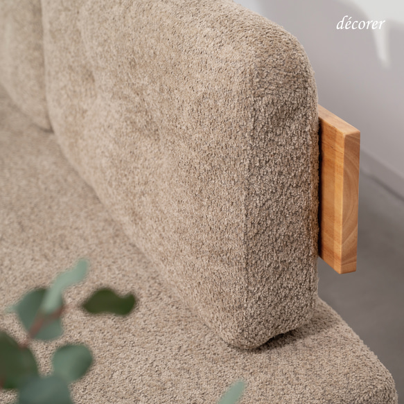 天然木とアイアンフレームソファ[2人掛け : 2色] ファブリック / スチール / 無垢 / 布 / 2P / 木製 スチール 2P ベージュ ファブリック 木製 の場合 お問い合わせください sofa ナチュラル カーキー シンプル