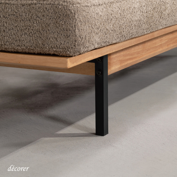 天然木とアイアンフレームソファ[2人掛け : 2色] ファブリック / スチール / 無垢 / 布 / 2P / 木製 スチール 2P ベージュ ファブリック 木製 の場合 お問い合わせください sofa ナチュラル カーキー シンプル