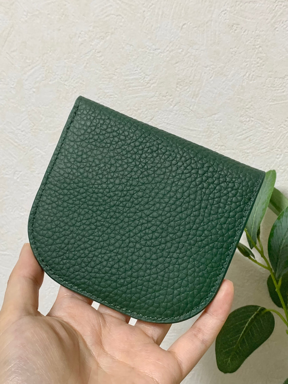 ダークグリーン レザー 二つ折り財布 （レザー 二つ折り財布 極薄 本格 