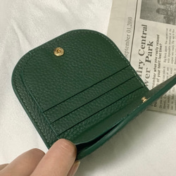 レザー　二つ折り財布　極薄　本格　ソフトレザー　スリムウォレット　ダークグリーン　人気デザイン 6枚目の画像