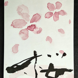 シンプルな筆文字の「桜」のポストカード。1枚1枚手書きで書いています。 5枚目の画像