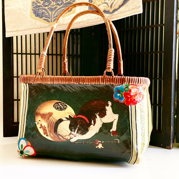 浮世絵一閑張りバック “猫と提灯” かごバッグ Momo太郎 通販