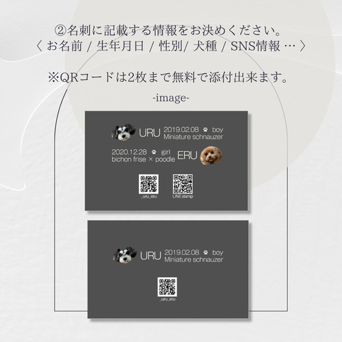 うちの子名刺 セミオーダー両面印刷100枚 QRコードオプション