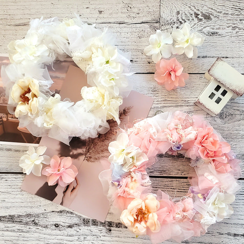 ホワイトフラワーリース(35cm) | 【公式】Michika Flower Design
