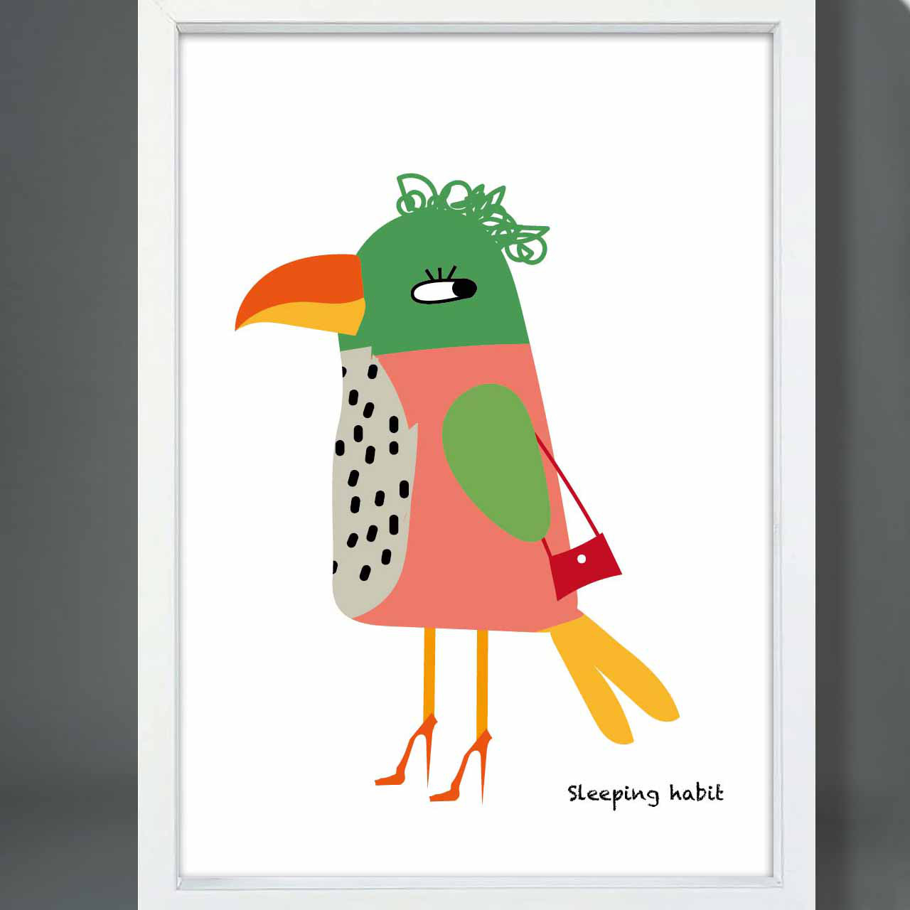 困った寝グセ　鳥　送料無料　イラスト　ポスター　アートポスター　アート/sei検索新着順　2550