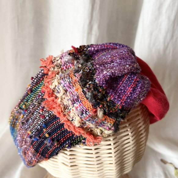 １点物❣️ハンドメイド さをり織り 手織り ねじりヘアバンド ターバン 4枚目の画像
