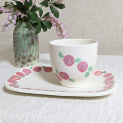 『春の福袋』『母の日セット』椿柄のフリーカップ&長皿a 3枚目の画像