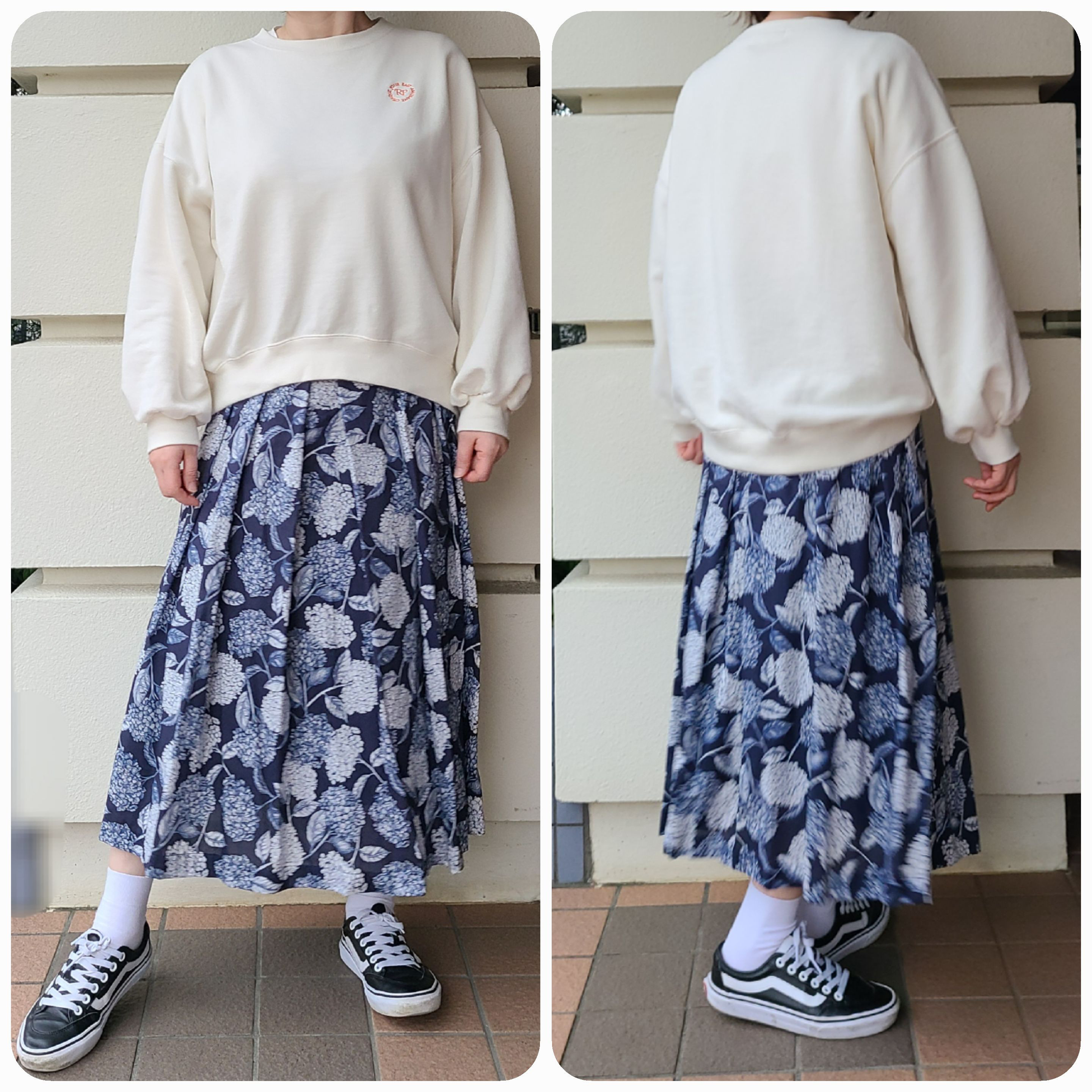 リバティタナローン紫陽花プリントの、裏地付きスカート 10,350円