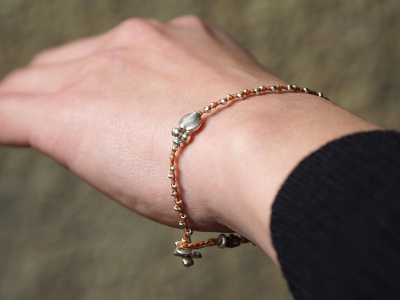 Silver braid bracelet 'Orange' 4枚目の画像