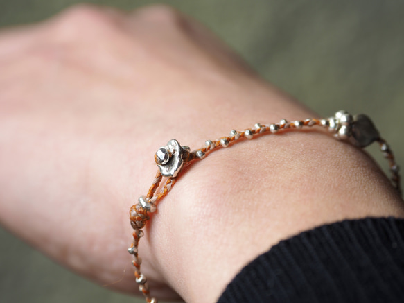 Silver braid bracelet 'Orange' 6枚目の画像