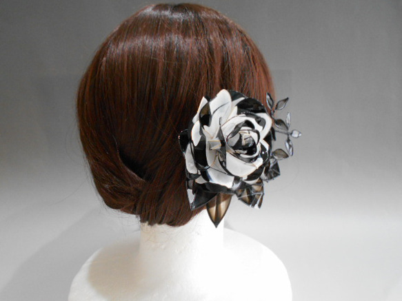 花簪　薔薇・バラ（黒）髪飾り 9枚目の画像