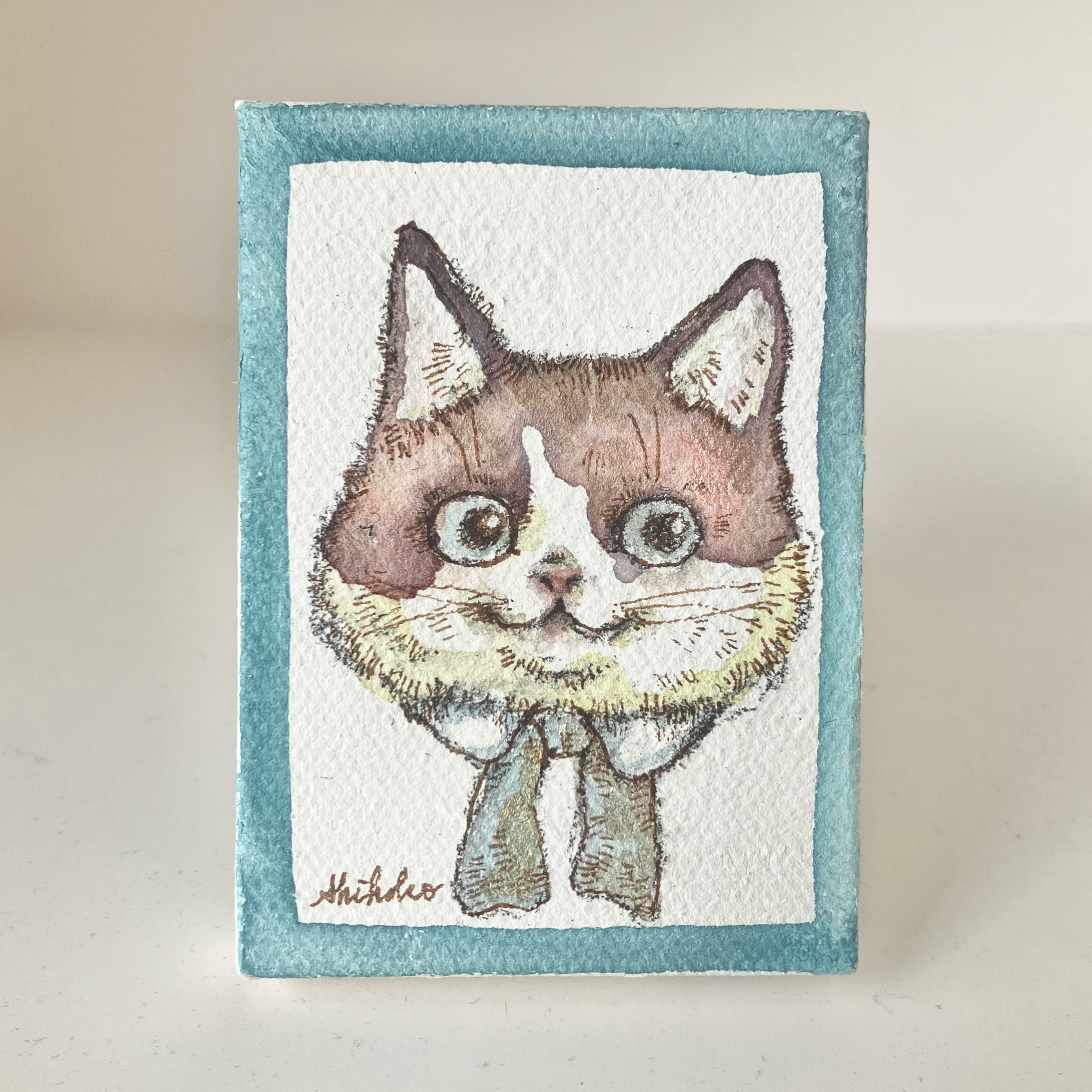 幸せを運ぶお魚さん 原画 手書き 一点もの キャンバス カラフル 癒し 可愛い ゆめかわいいAngelアート ❤F4キャンバス原画❤送料無料