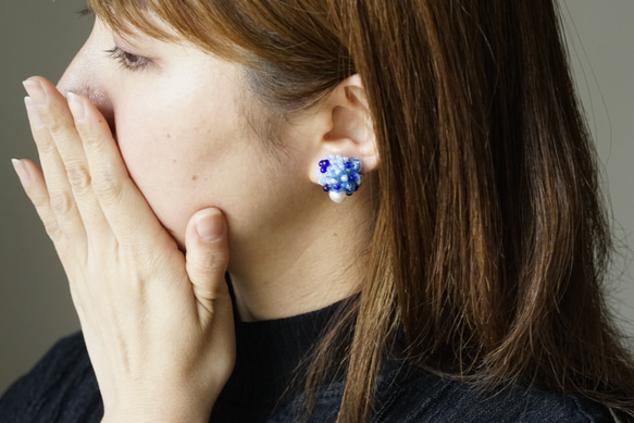 Nemophila  イヤリング　ピアス　ピンク　スパンコール　ネモフィラ　花　 7枚目の画像